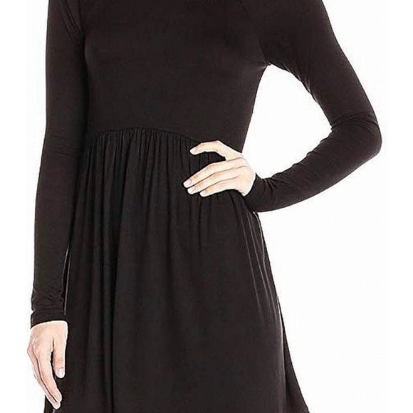 - BCBGeneration Black Pleated Ribbed Long Sleeve Dress - Picture 9 of 9